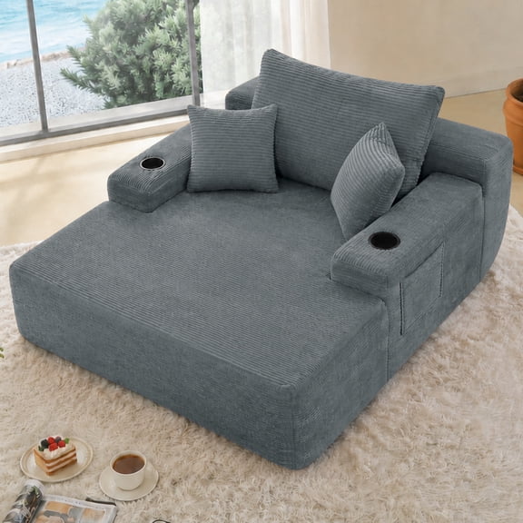 Accent Chair Modern Design, Corduroy Material, Easy Assembly, Corduroy, Grey & Red Finish Living Room Modern Look, Reliable Performance Model 19