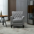 thumbnail image 1 of Accent Chair, Modern Single Sofa Chair with Nailhead Trim & Rolled Arms, Button Tufted Linen Upholstered Accent Living Room Chair with Wood Gourd Legs, Comfy Armchair Leisure Lounge Chair Light Gray, 1 of 7