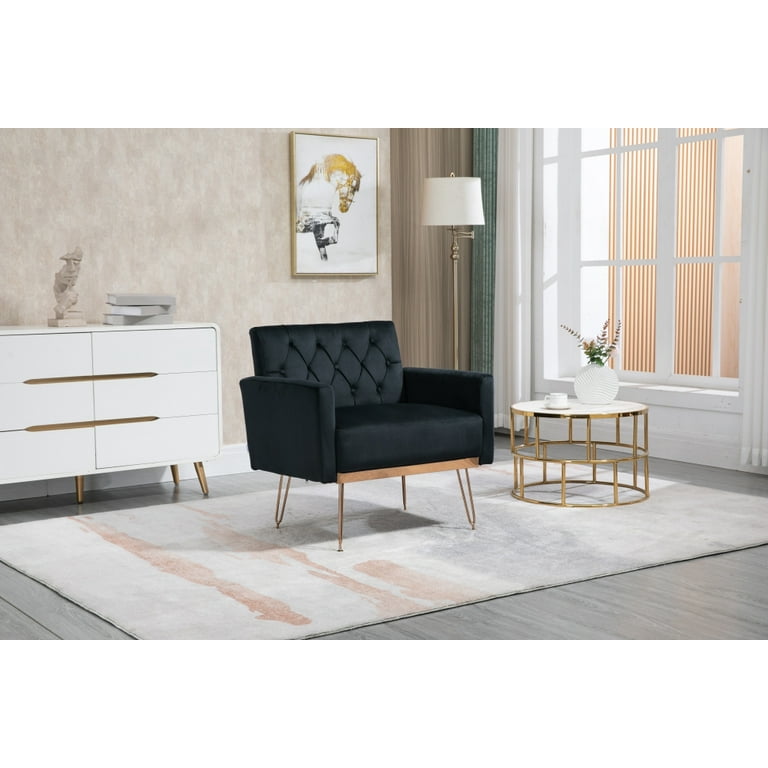 Accent Chair, Modern Single Sofa Chair with Rose Golden Feet