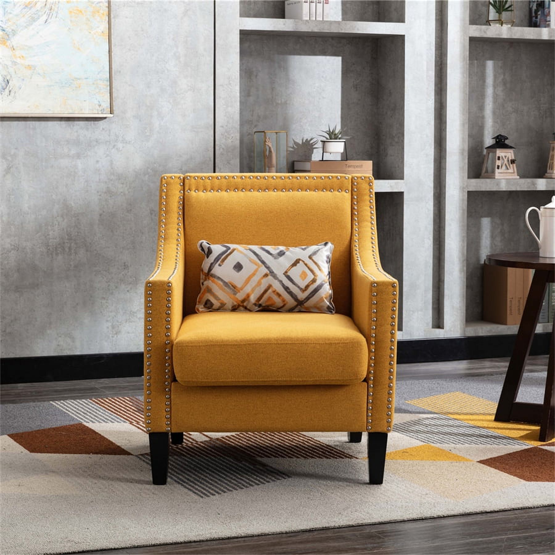 Accent Chair, Modern Upholstered Armchair with Nailheads, Living Room