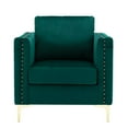 thumbnail image 1 of Accent Chair, Modern Velvet Armchair Upholstered Club Chair with Rivets Trim and Metal Legs, Button Tufted Couch with Thicken Armrest and Seat Cushion for Living Room, Bedroom, Pub, Green, 1 of 7