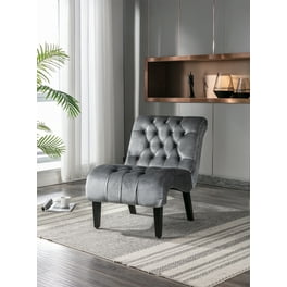 Accent Chairs Velvet Upholstered Single Sofa Chair with Button Tufted Backrest and Solid Legs Modern Ergonomical Lounge Chair with Thicken Cushion for Living Room Office Bedroom Beige Walmart