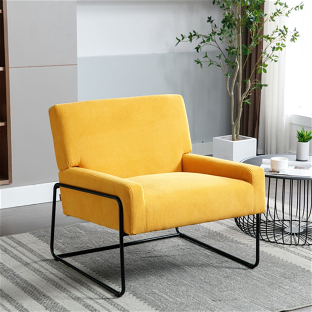 Accent Chair, Modern Velvet Upholstered Slant Armchair with Metal Frame