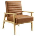 thumbnail image 1 of Accent Chair, Natural Brown, Faux Leather, Wood, Living Room Lounge Cafe Lobby Hospitality Restaurant, Modern Contemporary, HB37047, 1 of 9
