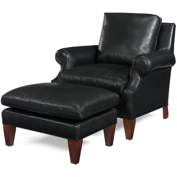 Accent Chair Occasional Traditional Antique Ebony Black Leather Fiber Back Fill