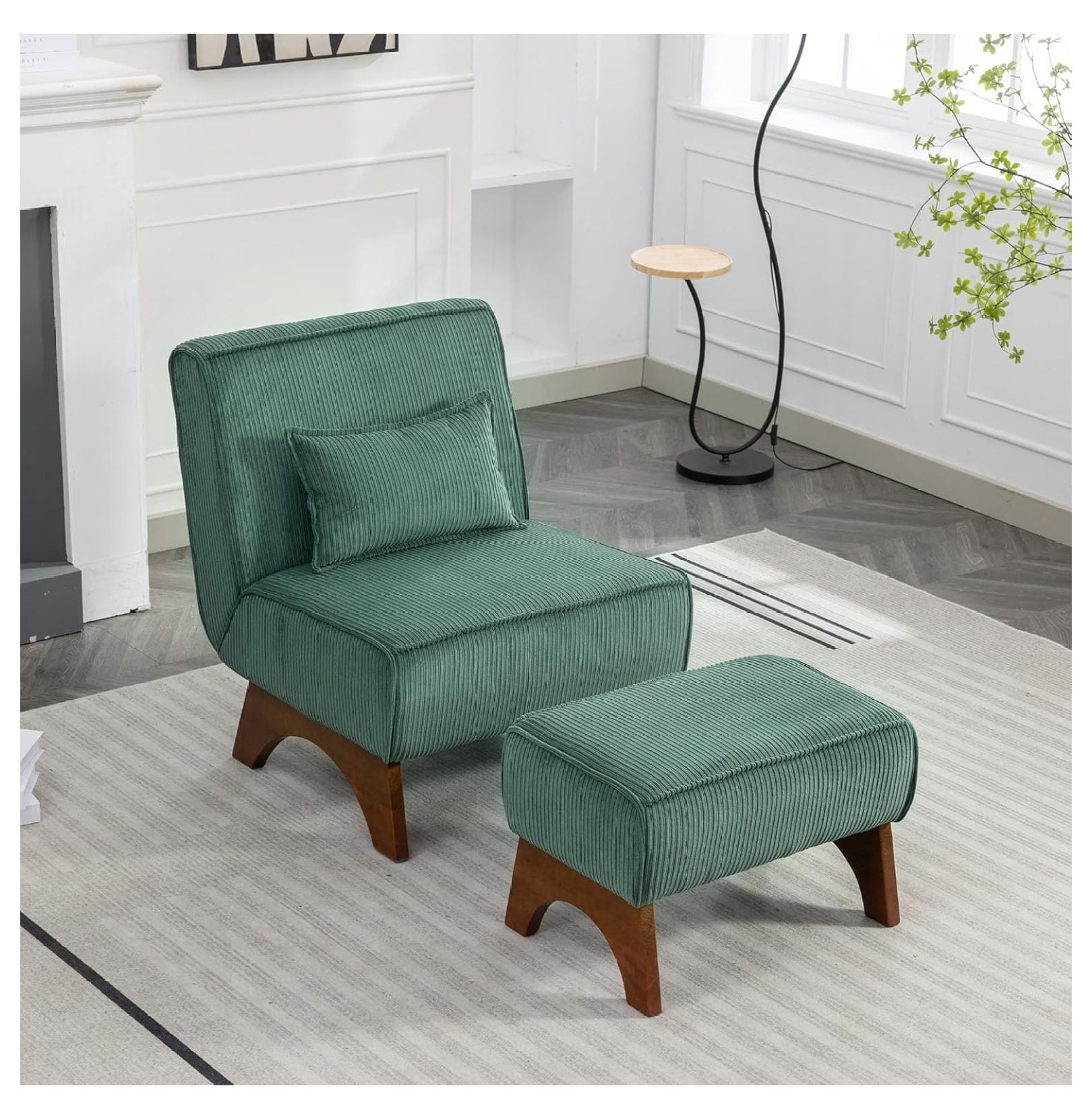Accent Chair with Ottoman Lounge Armless Chair Upholstered Reading