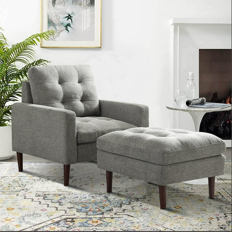 Grey accent sale chair with ottoman