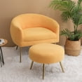 thumbnail image 1 of Accent Chair with Ottoman, Modern Velvet Upholstered Armchair with Gold Legs and Ergonomic Backrest Comfy Single Sofa Chair Lounge Chair Accent Chair for Living Room Bedroom, Yellow, 1 of 7