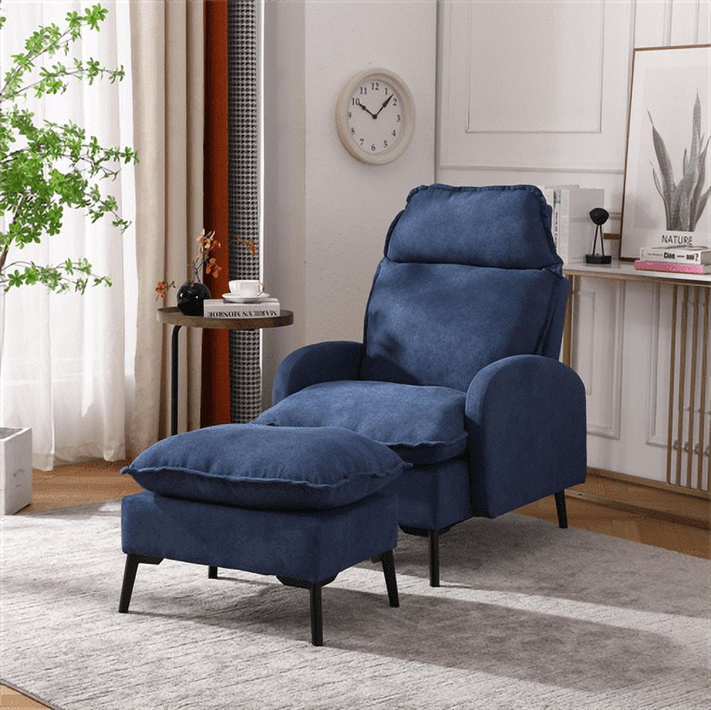 Accent Chair with Ottoman Set Modern Overstuffed Tufted Upholstered Lounge Chair with Adjustable Backrest Comfy Single Sofa Chair Leisure Club Chair