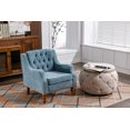 thumbnail image 1 of Accent Chair and Ottoman, Single Sofa Chair & Large Round Ottoman with Storage, Linen Upholstered Armchair with Burlap Ottoman Table for Living Room, Bedroom, Office, Blue+Beige, 1 of 6
