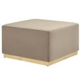 thumbnail image 1 of Accent Chair Ottoman, Taupe Gray Natural, Velvet, French Living Lounge Cafe Lobby Hospitality Restaurant, Modern Contemporary Boutique HB36583, 1 of 9