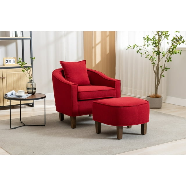 Accent Chair with Ottoman, Upholstered Arm Chair Club Chair with Thick