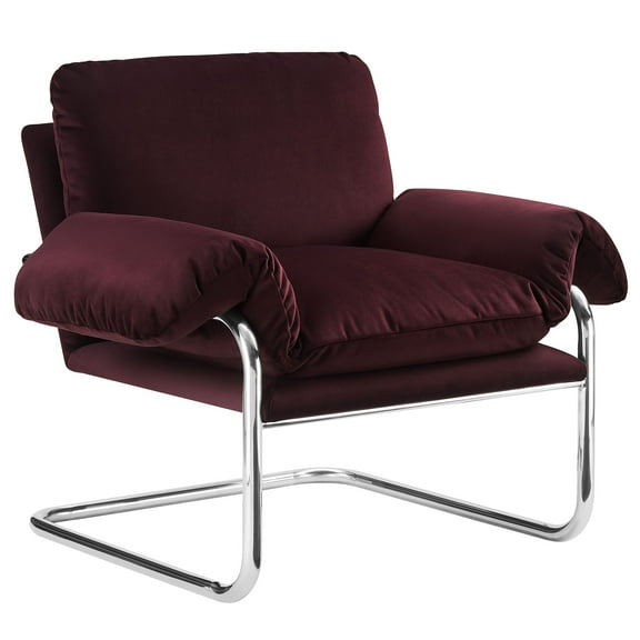 Accent Chair, Red, Velvet, Living Room Lounge Cafe Lobby Hospitality Restaurant, Modern Contemporary, HB37764