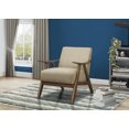 thumbnail image 1 of Accent Chair, Retro Leisure Armchair with Walnut Finish, Elegant Upholstered Lounge Chair, Single Sofa Reading Side Chair for Living Room Bedroom Apartment, Light Brown, 1 of 6