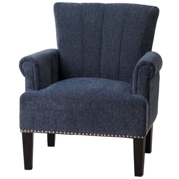 Accent Chair, Rivet Tufted Armchair, Single Lounge Sofa Club Chair for Bedroom Office, Navy Blue