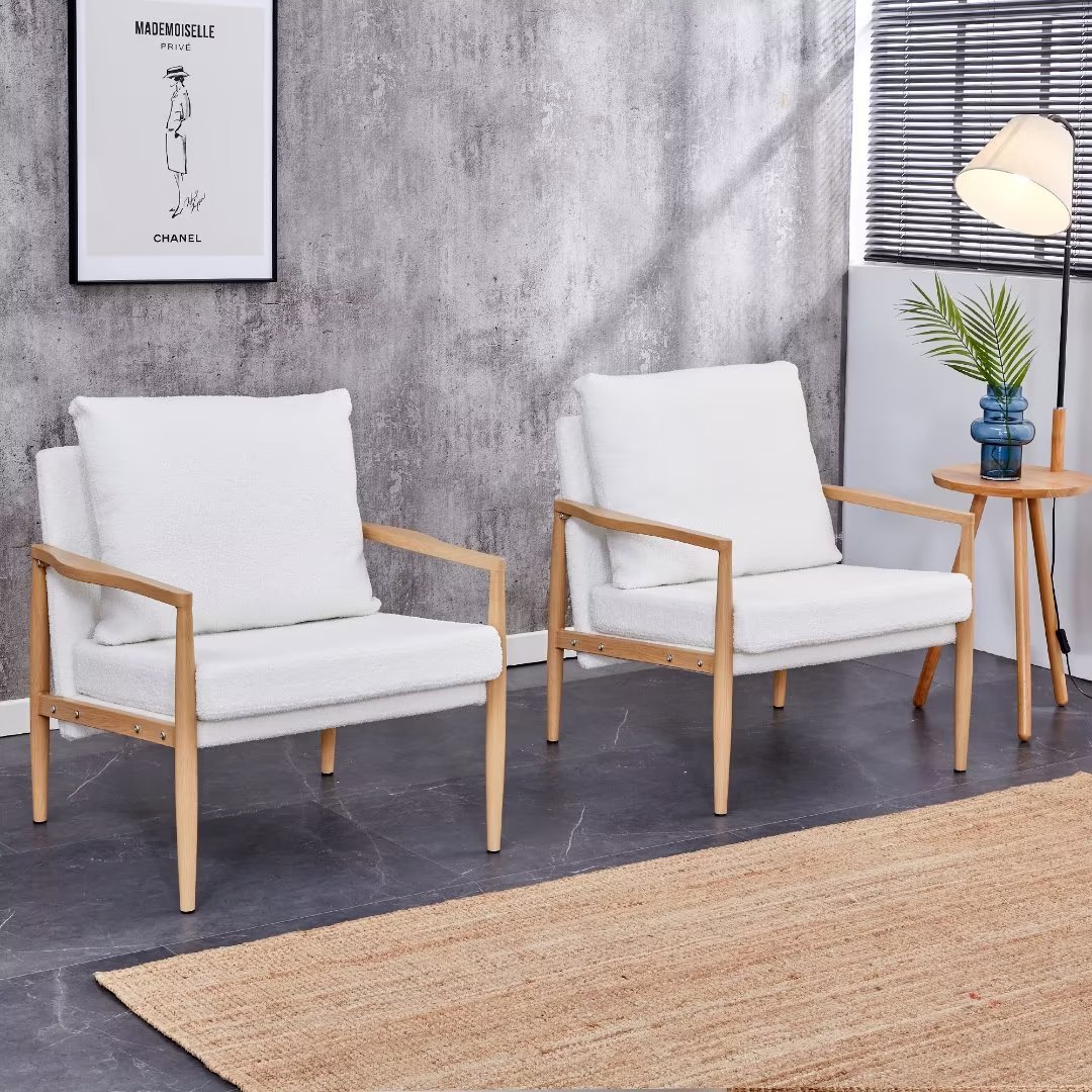 Accent Chair Set of 2, Mid Century Modern Upholstered Armchair with ...