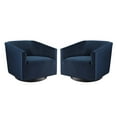 thumbnail image 1 of Accent Chair, Set of 2, Velvet, Dark Blue, Modern Contemporary Urban Design, Living Lounge Room Hotel Lobby Hospitality, 1 of 7