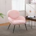 thumbnail image 1 of Accent Chair, Sherpa Fabric Upholstered Leisure Armchair with Black Metal Legs, Modern Comfy Single Dining Chair Vanity Chair for Bedroom Kitchen Dining Room Living Room, Pink, 1 of 7