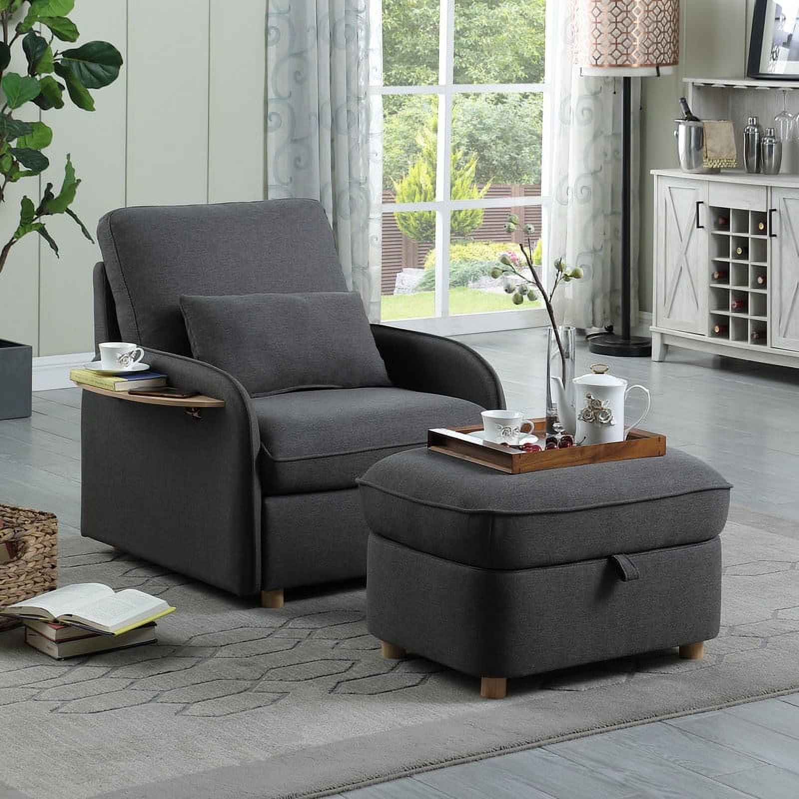 Chair with ottoman storage sale