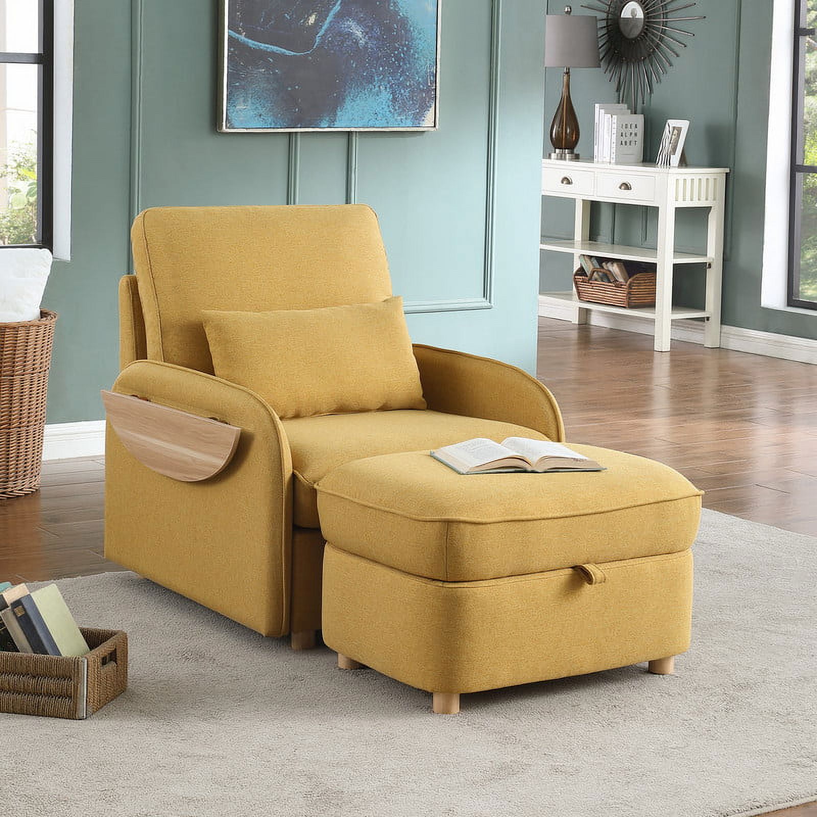 Accent Chair with Storage Ottoman Modern Lounge Chair with