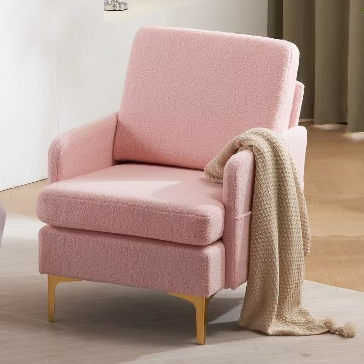 Accent Chair, Teddy Velvet Single Sofa Chair, Leisure Armchair with