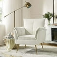 thumbnail image 1 of Accent Chair Tufted Cushion Padded Contemporary Classic Velvet Armchair Home Living Room Ivory, 1 of 9