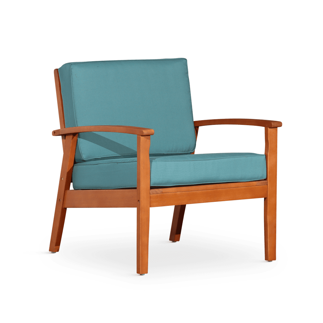 Accent Chair Upholstered Armchair Deep Seat Eucalyptus Chair Eucalyptus Wood Frame Reading Chair for Indoor Outdoor Patio Lawn Garden Natural Oil