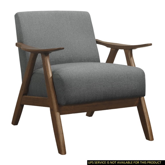 Accent Chair, Upholstered Armchair with Cushion Back and Walnut Finish Wood Frame for Living Room