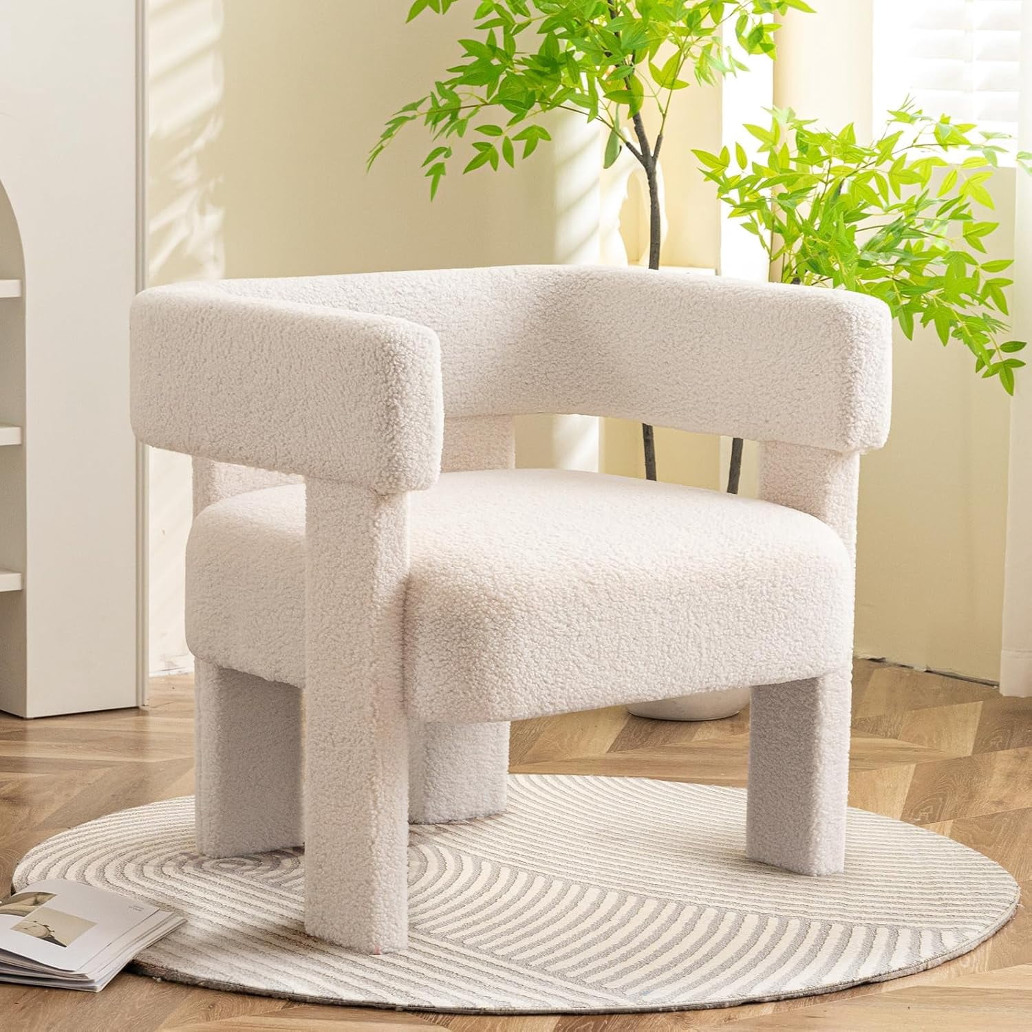 white fluffy chair