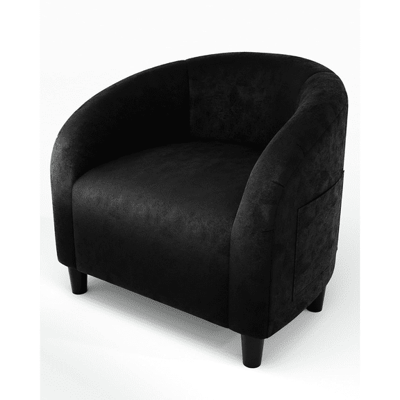 Accent Chair, Upholstered Velvet Barrel Chair with Soft Cushion & U-Shaped Backrest for Living Room, Bedroom, Office Reception Black
