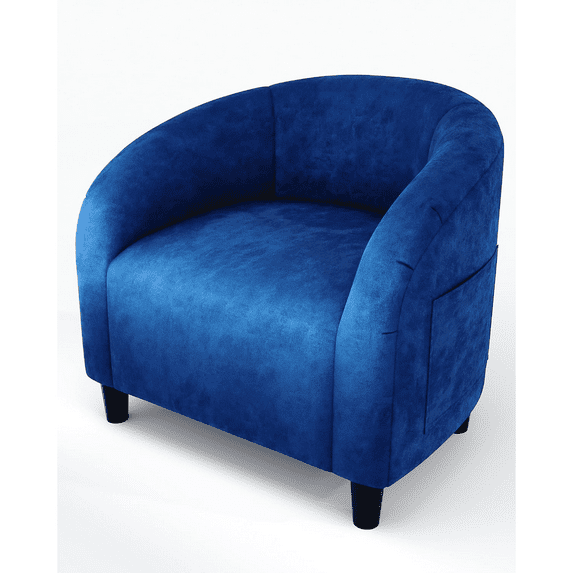Accent Chair, Upholstered Velvet Barrel Chair with Soft Cushion & U-Shaped Backrest for Living Room, Bedroom, Office Reception Blue