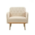 thumbnail image 1 of Accent Chair, Velvet Accent Chair with Arms and High Back, Modern Button Tufted Upholstered Armchair with Metal Legs Vintage Single Sofa Chair Chaise Lounge Chair Accent Chair for Living Room, Beige, 1 of 7