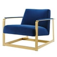 thumbnail image 1 of Accent Chair, Velvet, Metal Steel, Gold Blue Navy, Modern Contemporary Urban Design, Living Lounge Room Hotel Lobby Hospitality, 1 of 8