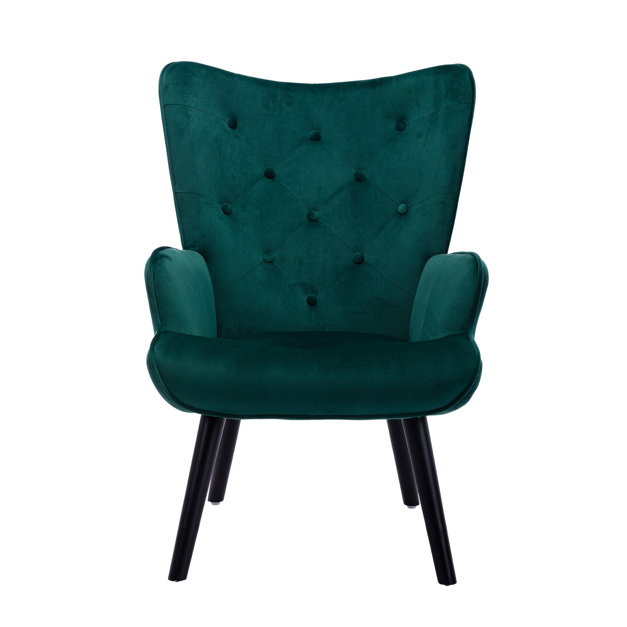 Accent Chair, Velvet Wingback Chair with Arms and Curved High Back