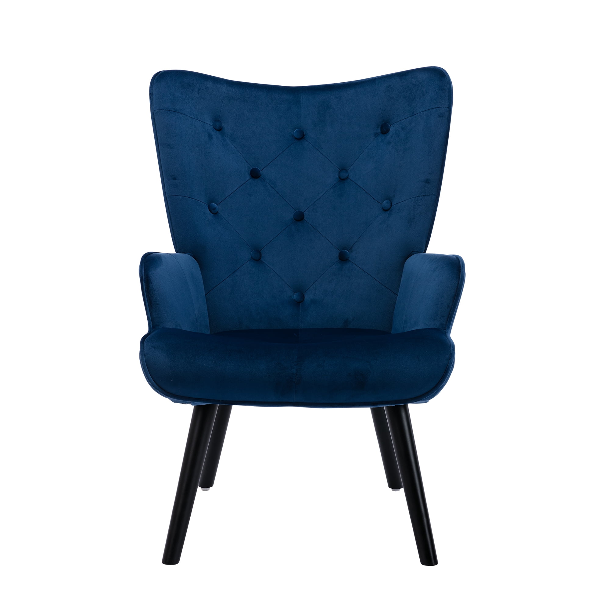 Accent Chair, Velvet Wingback Chair with Arms and Curved High Back