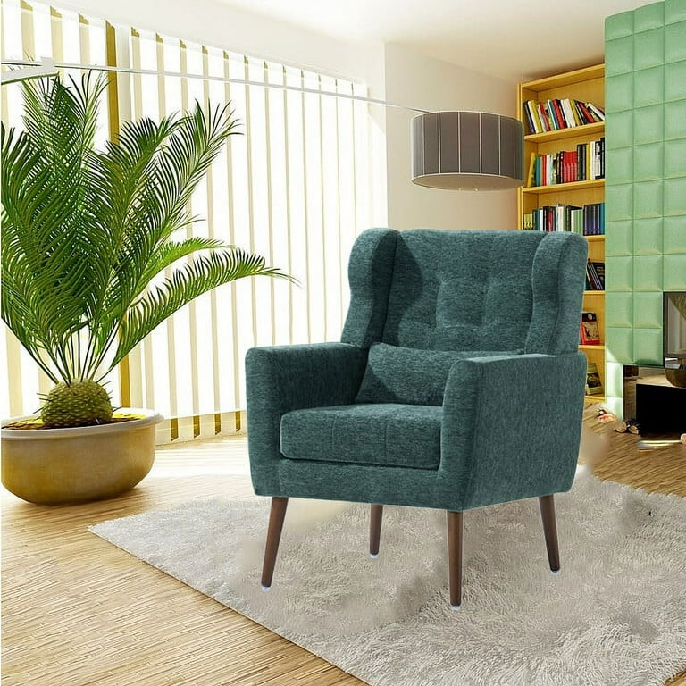 Accent Chair with Waist Cushion Upholstered Living Room Chairs Armchair with Armrest Button Back Comfy Lounge Reading Arm Chair for Bedroom