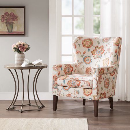 Accent Chair With Solid Wood Arm, Finish, 300 Lbs Weight Capacity, Removable Cushion Finished Chair, 6" Thickness, Capacity