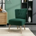 thumbnail image 1 of Accent Chair with Wooden Legs, Modern Armless Slipper Chair, Button-Tufted Decorative Sitting Chair, Corner Side Chair for Living Room Bedroom Office, Green, 1 of 7