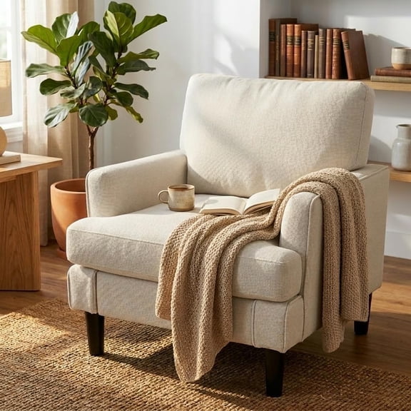 No Screws Assembly Required Accent Chair, Beige