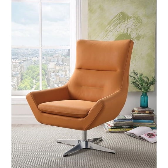 Accent Chair in Orange Leather Gel