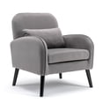 thumbnail image 1 of Accent Chair with 4 Non-Slip Foot Pads, Black Painting and Cushion, Solid Wood Modern Tufted Single Reading Sofa Armchair, 1 of 8