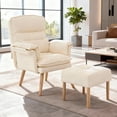 thumbnail image 1 of Accent Chair with Ottoman, Adjustable Backrest Armchair, Modern Upholstered Chair with Ergonomic Design for Living Room, Reading Room, Bedroom, Beige, 1 of 6