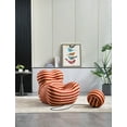 thumbnail image 1 of Accent Chair with Ottoman,Barrel Chair Round Armchair with Footrest,Mordern Comfy Stripe Chair for Living Room Bedroom Reading Room,Red, 1 of 5