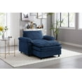 thumbnail image 1 of Accent Chair with Ottoman, Comfy Oversized Single Sofa, Deep Seat Lounge Chair, Upholstered Armchair for Living Room Bedroom Office Apartment (Blue), 1 of 5