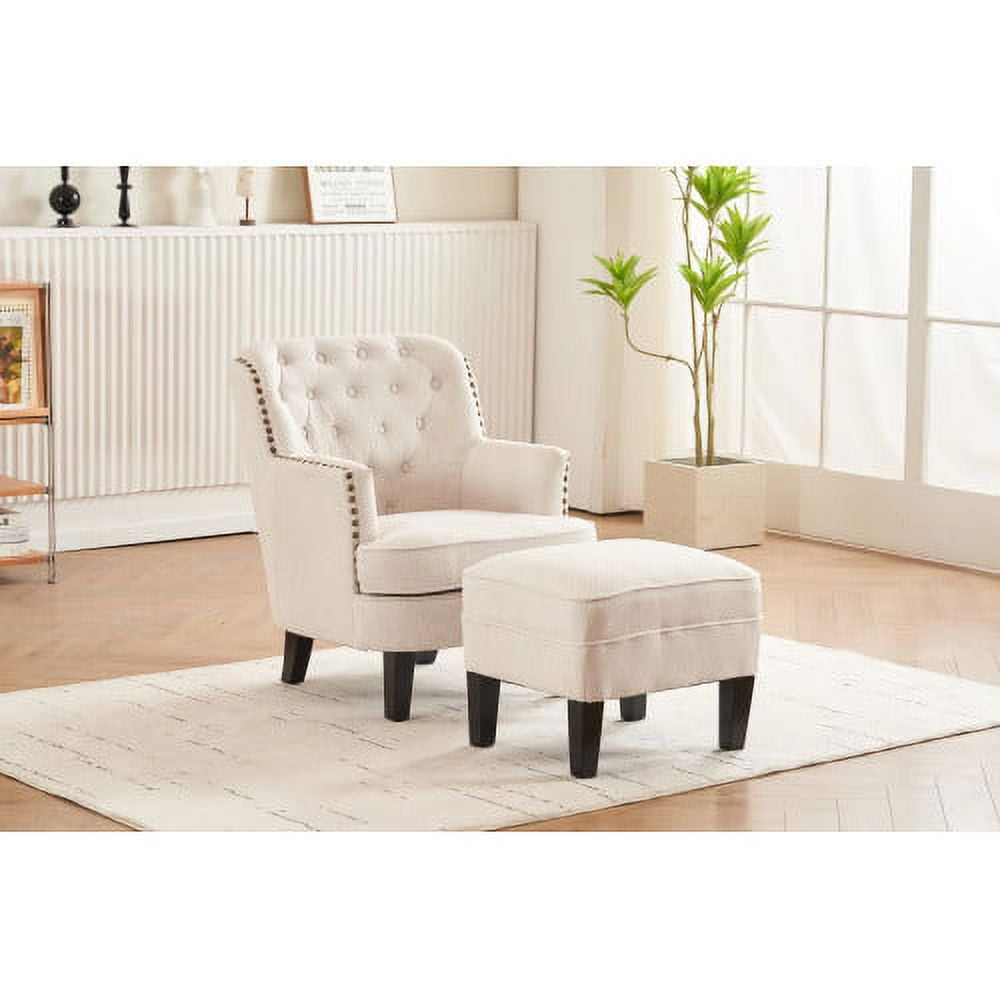 Accent Chair with Ottoman Set, Club Armchair Indoor, Comfy Reading