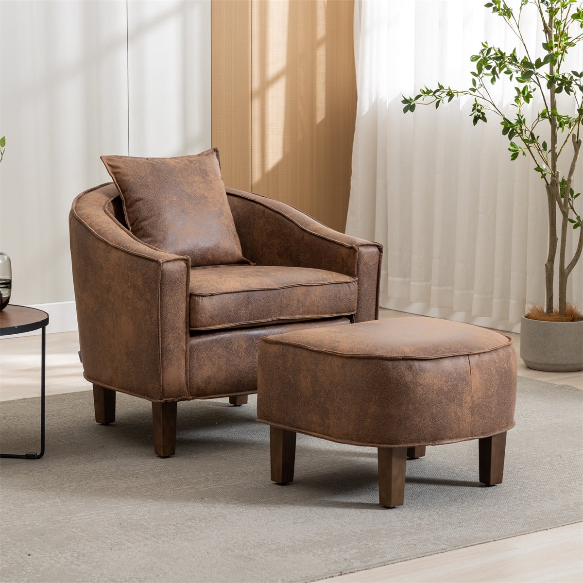 Club Chair Faux Leather Chair And Ottoman Ottoman Wayfair