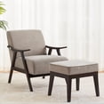 thumbnail image 1 of Accent Chair with Ottoman, Upholstered Mid Century Chair and Footrest, Solid Wood Arm Chair, Living Room Chairs and Ottoman Set, Brown, 1 of 5