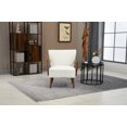 thumbnail image 1 of Accent Chair with Square Armrests, Modern Linen Lounge Chair with Wood Legs, Comfy Armchair for Living Room Bedroom Apartment, Beige, 1 of 9