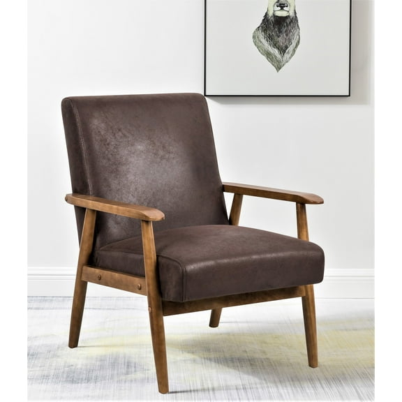 Accent Chairs 25.38'' Wide Classic Mid-Century Modern Arm Chair, Dark Brown,Fabric Accent Chairs