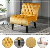 Accent Chairs COOLMORE Modern Velvet Armless Accent Living Room Chair / Leisure Chair,Upholstered Fabric Button Comfortable Chair with Wooden Legs for Bedroom, Living Room, Office (Mustard Velvet),Fa